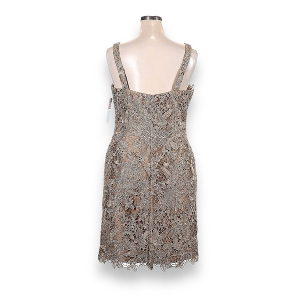 Tina Di Martina Champagne Gold Sleeveless Lace Knee Length Sheath Dress NWT - Picture 3 of 8